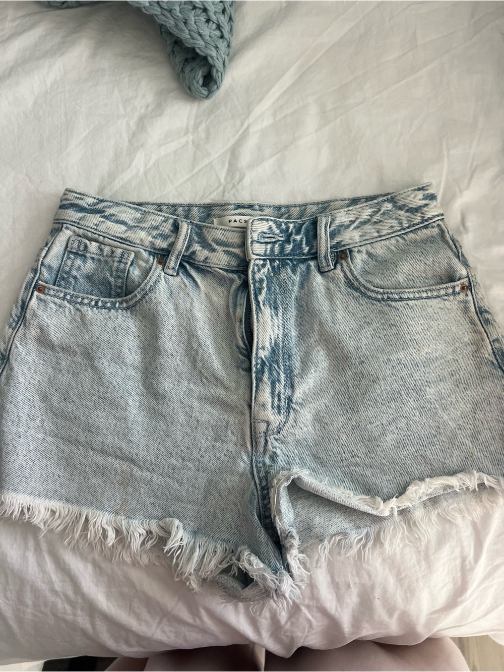 PacSun Light Wash Frayed Denim Shorts